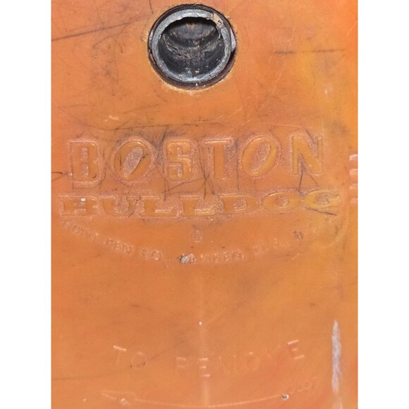 Vintage BOSTON BULLDOG Pencil Sharpener Orange Swirl Bakelite - Picture 4 of 16